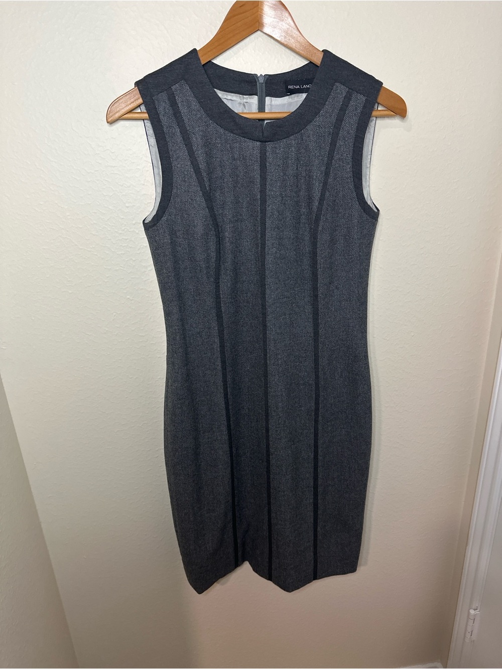 NWT Rena Lang Gray Virgin Wool & Cashmere Sheath Dress Size 8 Made in Germany